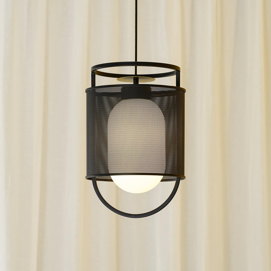 Solara Suspension Cylindre en Maille Accent en Laiton Industriel - Neutralighting
