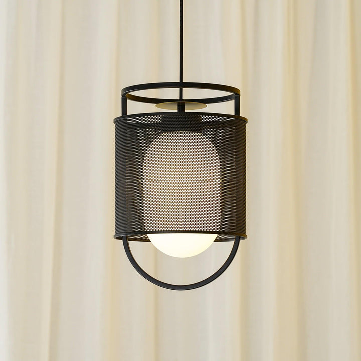 Solara Suspension Cylindre en Maille Accent en Laiton Industriel - Neutralighting