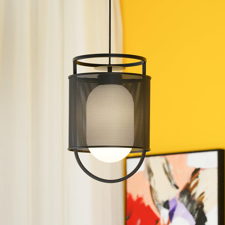 Solara Suspension Cylindre en Maille Accent en Laiton Industriel - Neutralighting