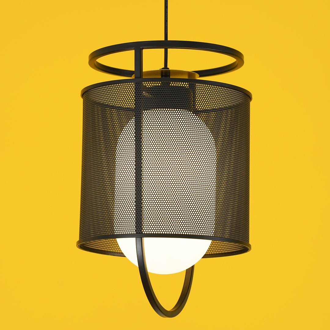 Solara Suspension Cylindre en Maille Accent en Laiton Industriel - Neutralighting