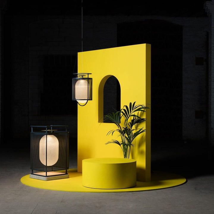 Solara Suspension Cylindre en Maille Accent en Laiton Industriel - Neutralighting