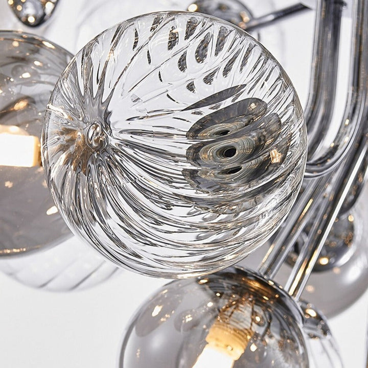 Valentina Lustre Moderne Bulle Grappe Argent Verre Métal Salon - Neutralighting