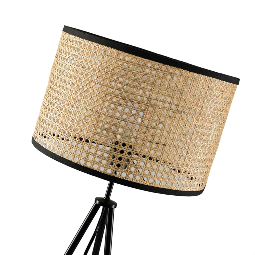 Ritta Lampadaire Trépied Moderne, Métal/Rotin, Bois, Salon - Neutralighting