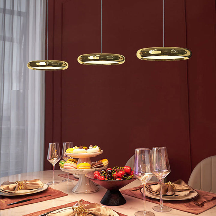 Arisha Suspension Ronde Moderne, Métal/Acrylique, Argent/Or/Rose Rouge, Salon - Neutralighting