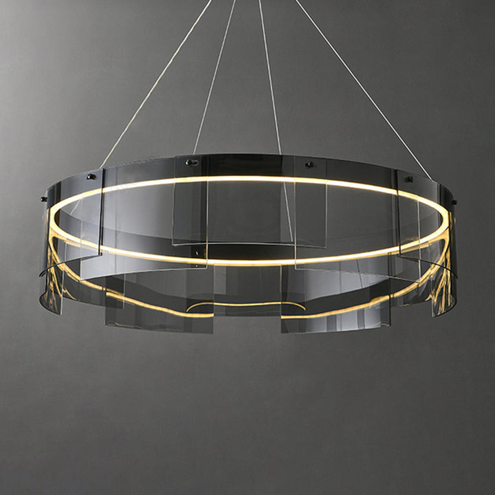 Arisha Suspension Anneau Moderne, Métal/Verre, Noir, Chambre à Coucher/Salon - Neutralighting