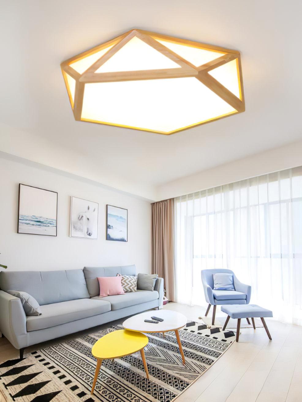Solara Plafonnier en bois diamant géométrique moderne - Neutralighting