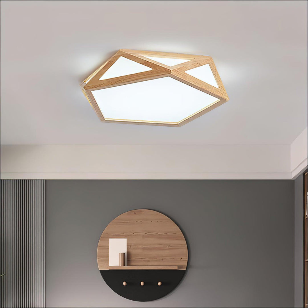 Solara Plafonnier en bois diamant géométrique moderne - Neutralighting