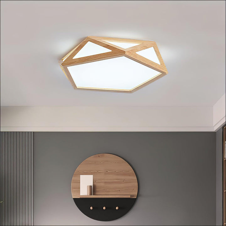 Solara Plafonnier en bois diamant géométrique moderne - Neutralighting