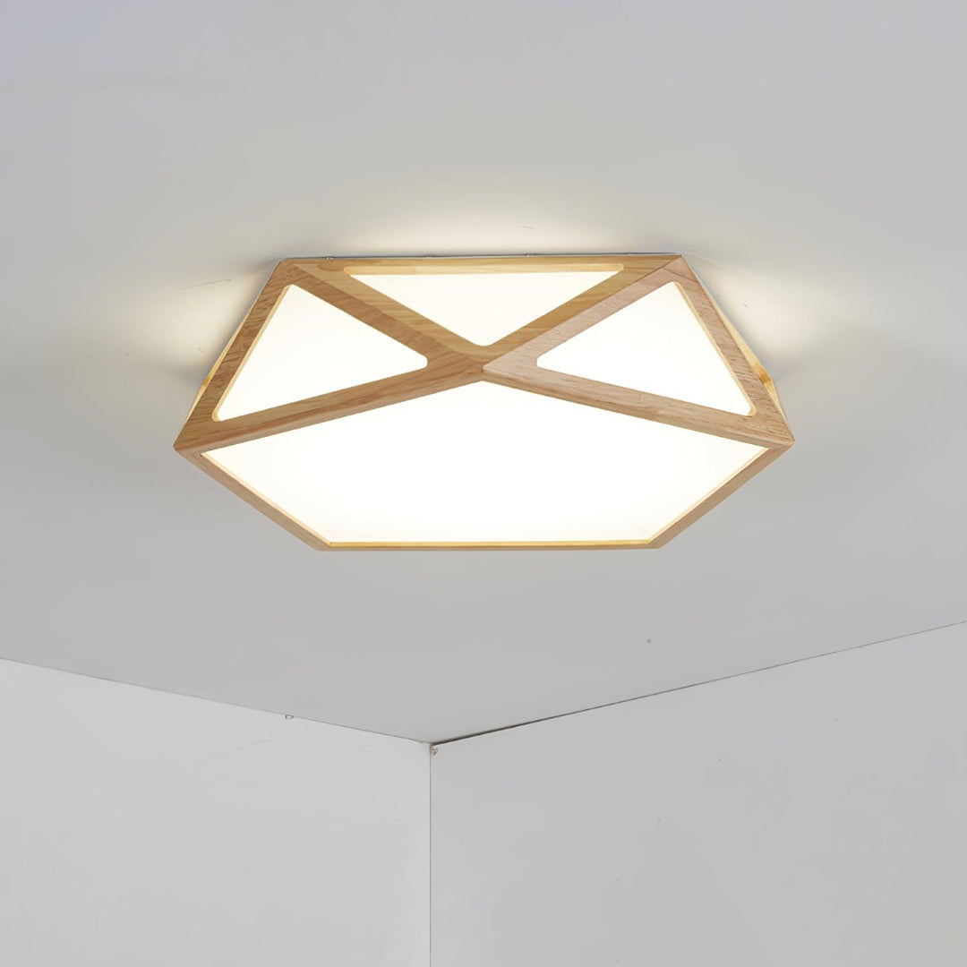 Solara Plafonnier en bois diamant géométrique moderne - Neutralighting
