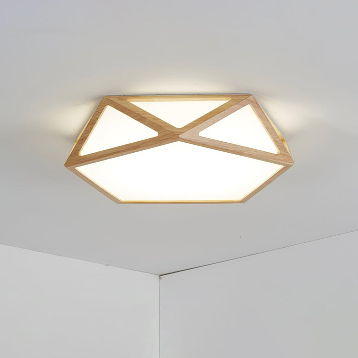 Solara Plafonnier en bois diamant géométrique moderne - Neutralighting