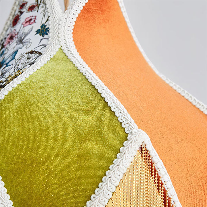 Lampe Suspension Abat-jour en Tissu Pétale Floral Franges Style Bohème - Neutralighting