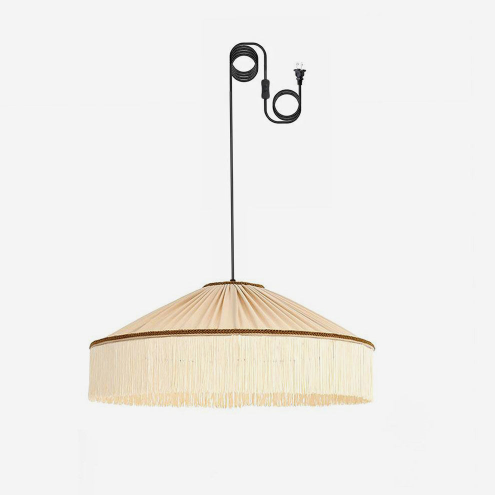 Serenya Lampe Pendante Franges Tissu Vintage - Neutralighting