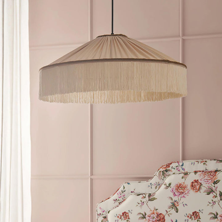 Serenya Lampe Pendante Franges Tissu Vintage - Neutralighting