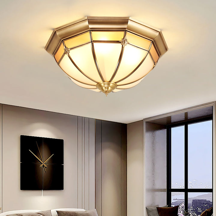 Vovynan Élégance Dôme Laiton Verre Applique Plafond - Neutralighting