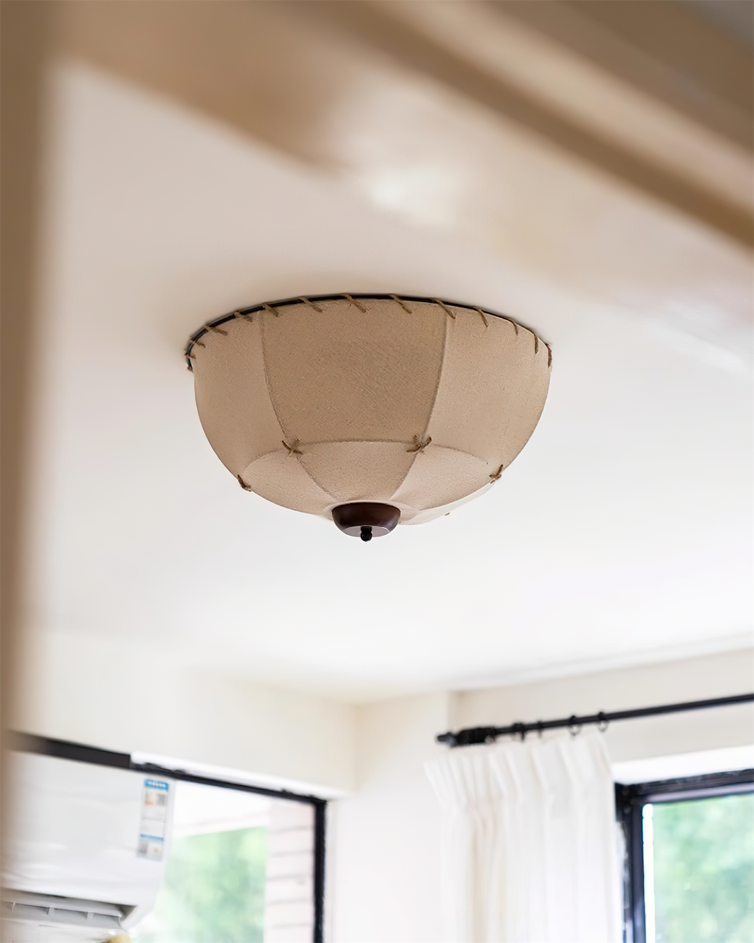Lumis Plafonnier Rustique en Bois et Tissu - Neutralighting