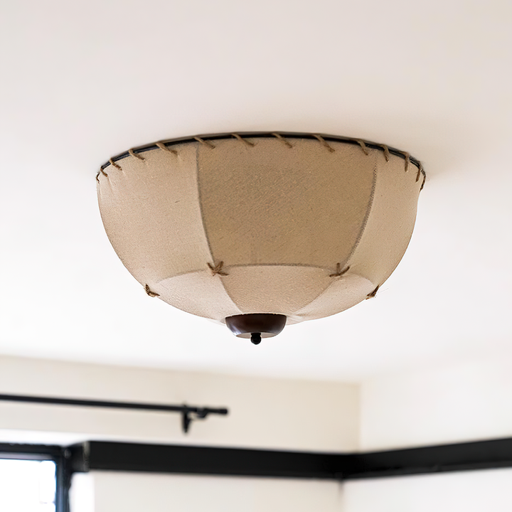 Lumis Plafonnier Rustique en Bois et Tissu - Neutralighting