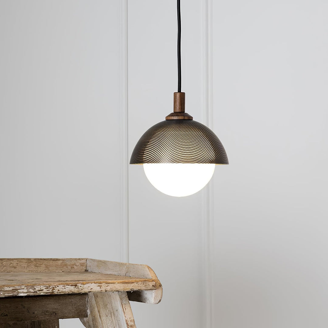 Pith Suspension Métal Bois Perforé Dôme Minimaliste Moderne - Neutralighting