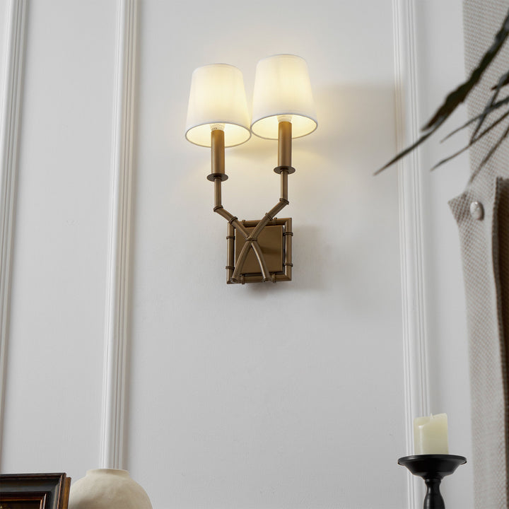 Yelp Applique Murale Bambou Double Bras Vintage Salon - Neutralighting