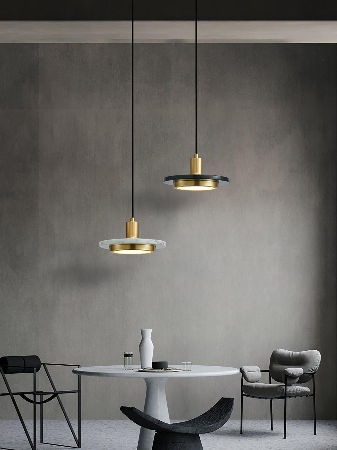 Solara Suspension en Marbre Double Cercle Moderne - Neutralighting