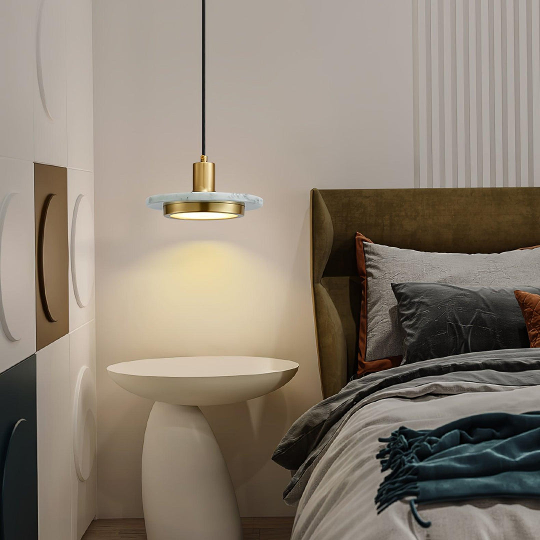 Solara Suspension en Marbre Double Cercle Moderne - Neutralighting