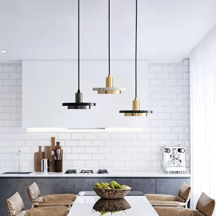 Solara Suspension en Marbre Double Cercle Moderne - Neutralighting
