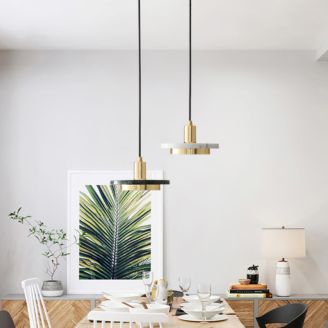 Solara Suspension en Marbre Double Cercle Moderne - Neutralighting