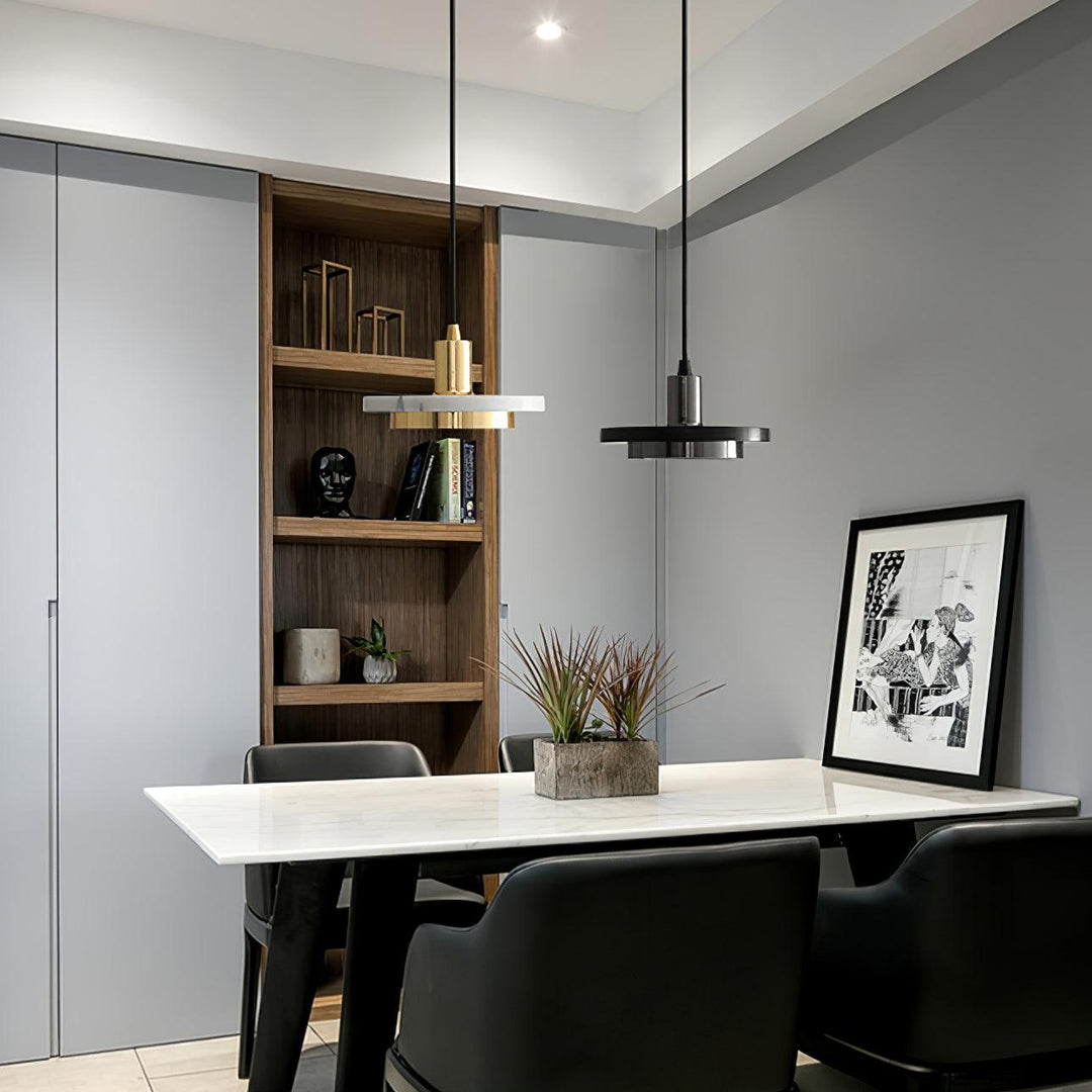 Solara Suspension en Marbre Double Cercle Moderne - Neutralighting