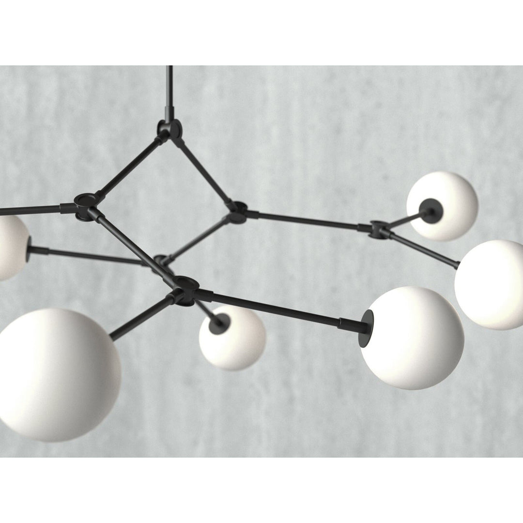 Halo Chandelier Verre Noir Boule Moderne Salon - Neutralighting