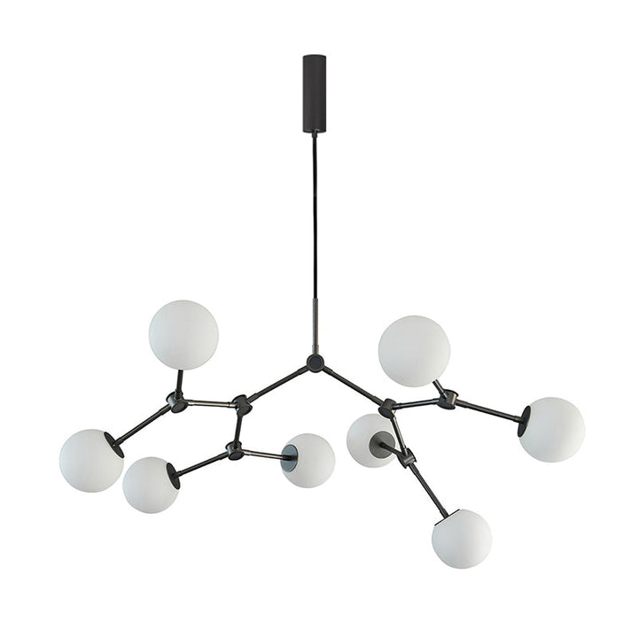 Halo Chandelier Verre Noir Boule Moderne Salon - Neutralighting