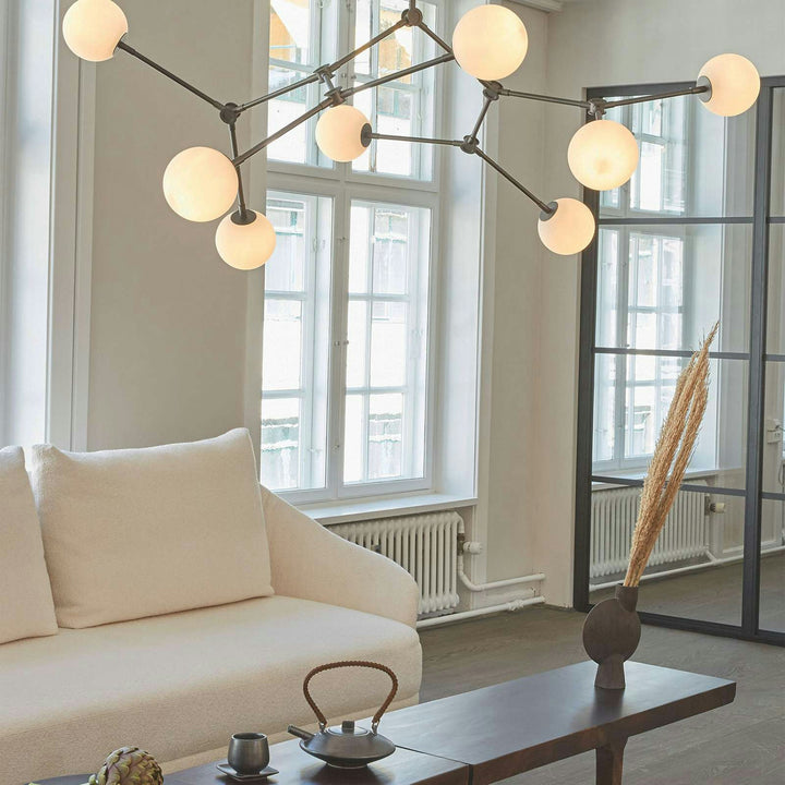 Halo Chandelier Verre Noir Boule Moderne Salon - Neutralighting