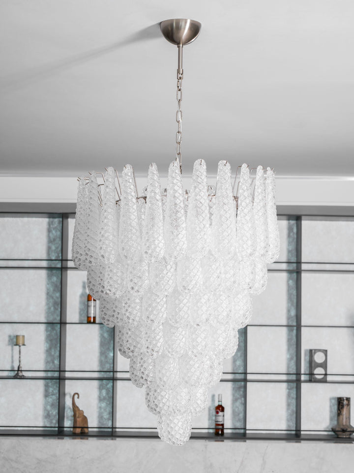 Aurora Chandelier Gouttes Transparentes en Verre de Murano. - Neutralighting
