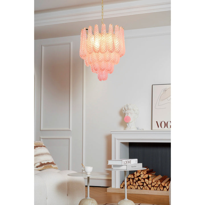 Aurora Chandelier en Verre Rose Luxe - Neutralighting