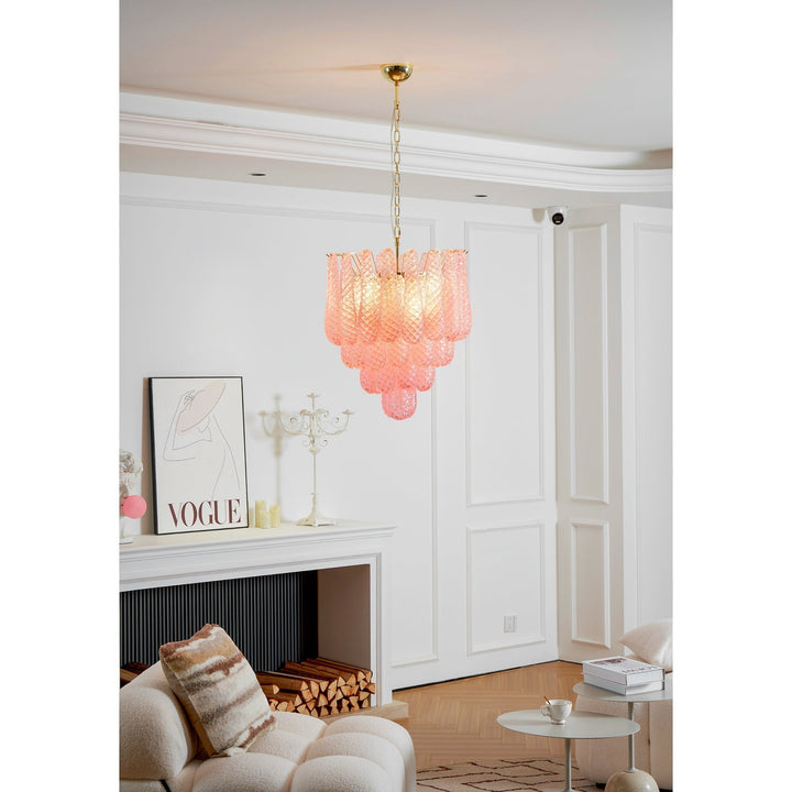 Aurora Chandelier en Verre Rose Luxe - Neutralighting
