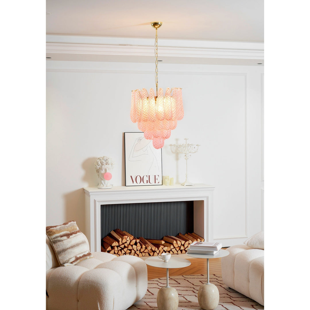 Aurora Chandelier en Verre Rose Luxe - Neutralighting