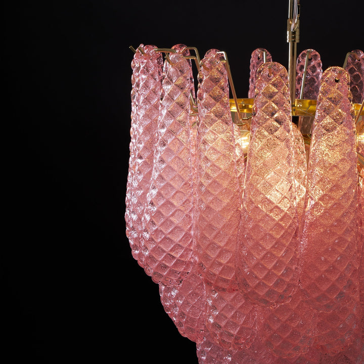 Junto Lustre Goutte Rose Métal Verre Luxe - Neutralighting