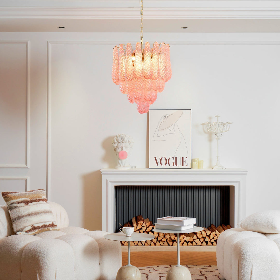 Aurora Chandelier en Verre Rose Luxe - Neutralighting