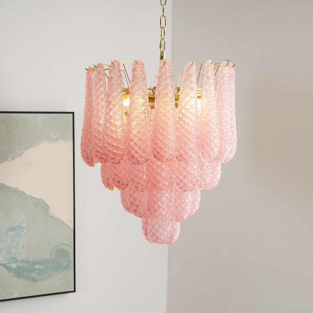 Junto Lustre Goutte Rose Métal Verre Luxe - Neutralighting