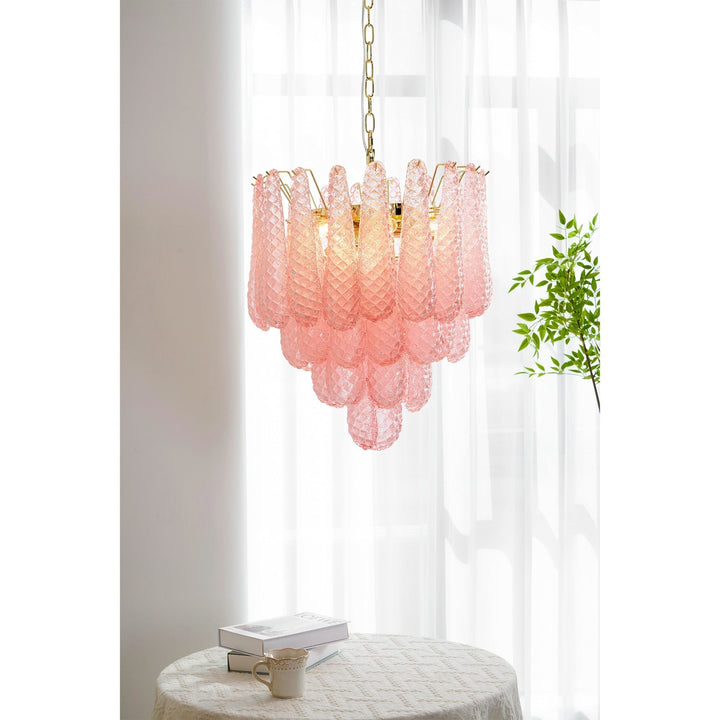 Aurora Chandelier en Verre Rose Luxe - Neutralighting