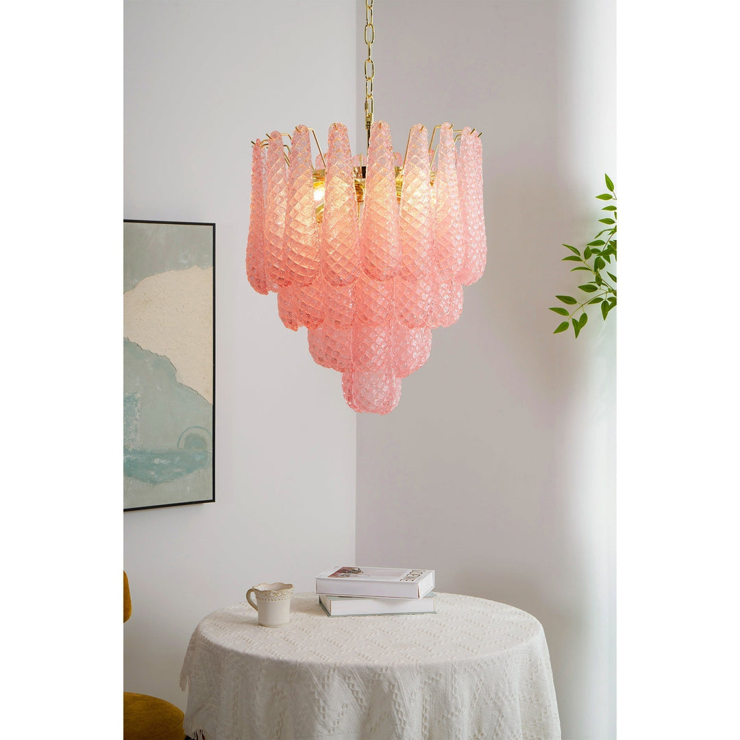 Aurora Chandelier en Verre Rose Luxe - Neutralighting