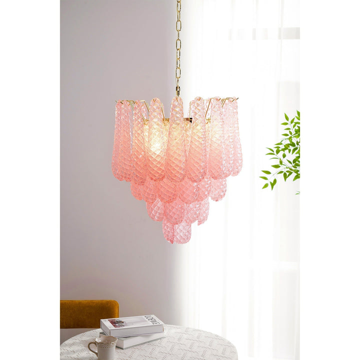 Aurora Chandelier en Verre Rose Luxe - Neutralighting
