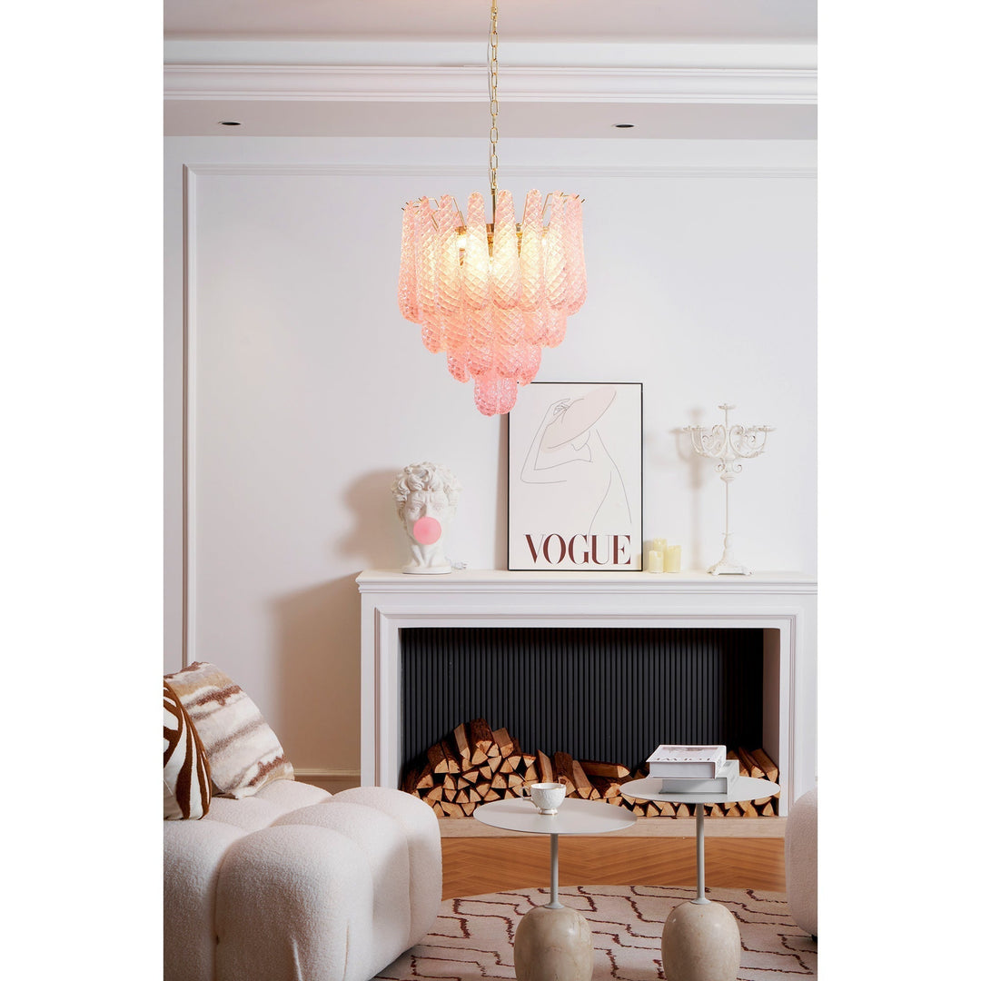 Aurora Chandelier en Verre Rose Luxe - Neutralighting