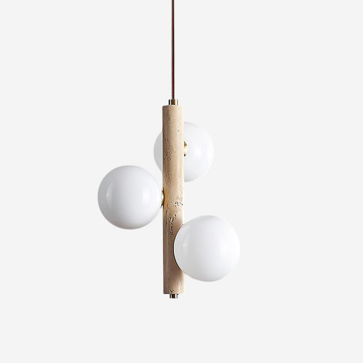 Orbitra Suspension Verticale Travertin Verre - Neutralighting