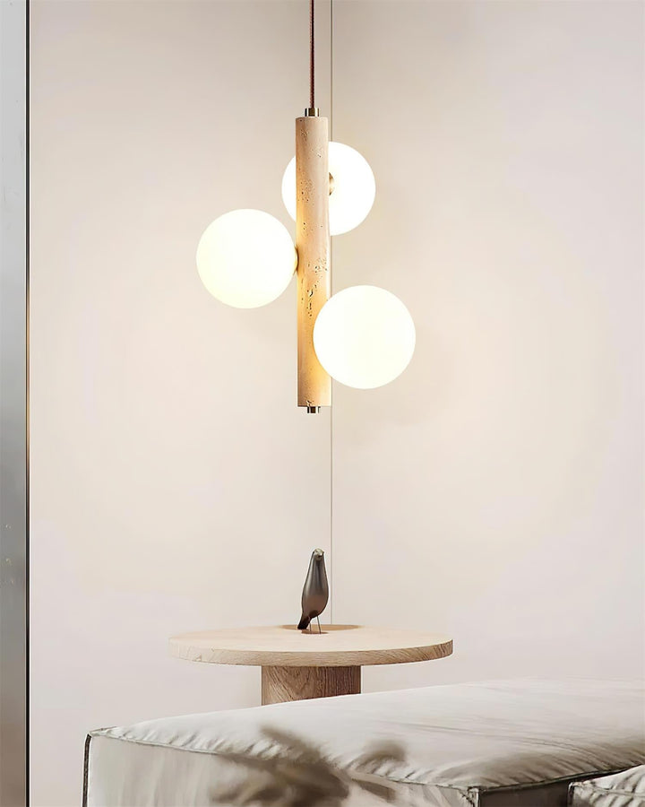 Orbitra Suspension Verticale Travertin Verre - Neutralighting