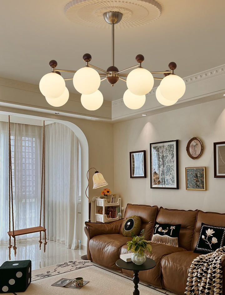 Cimirora Chandelier Bois Verre Élégance Traditionnelle - Neutralighting
