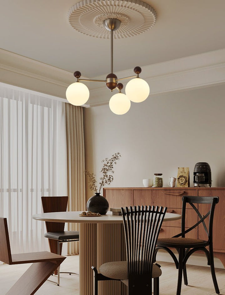 Cimirora Chandelier Bois Verre Élégance Traditionnelle - Neutralighting
