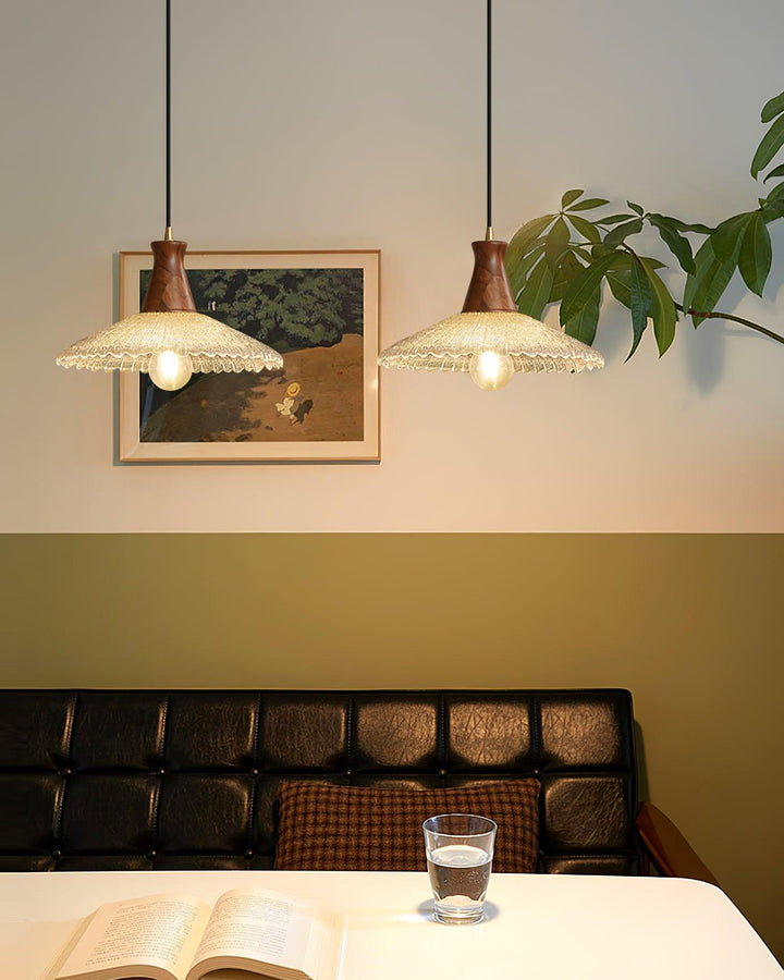 Eikon Lampe Suspendue Noyer Verre Texturé Élégant - Neutralighting