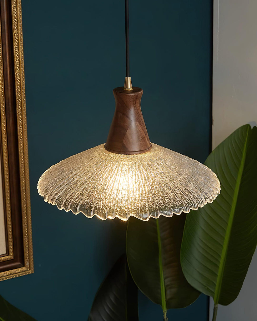 Eikon Lampe Suspendue Noyer Verre Texturé Élégant - Neutralighting
