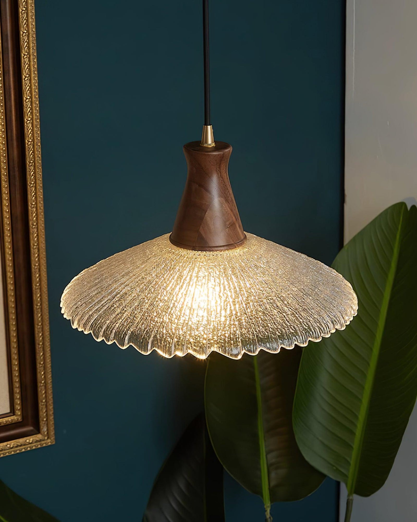 Eikon Lampe Suspendue Noyer Verre Texturé Élégant - Neutralighting