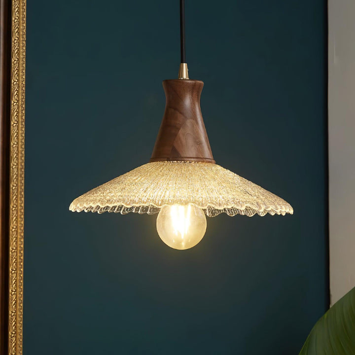 Eikon Lampe Suspendue Noyer Verre Texturé Élégant - Neutralighting