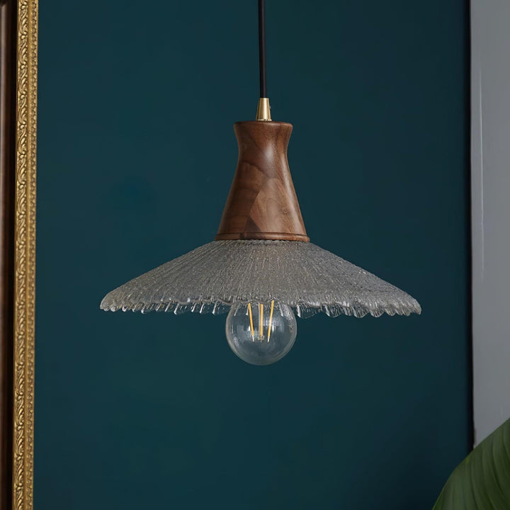 Eikon Lampe Suspendue Noyer Verre Texturé Élégant - Neutralighting